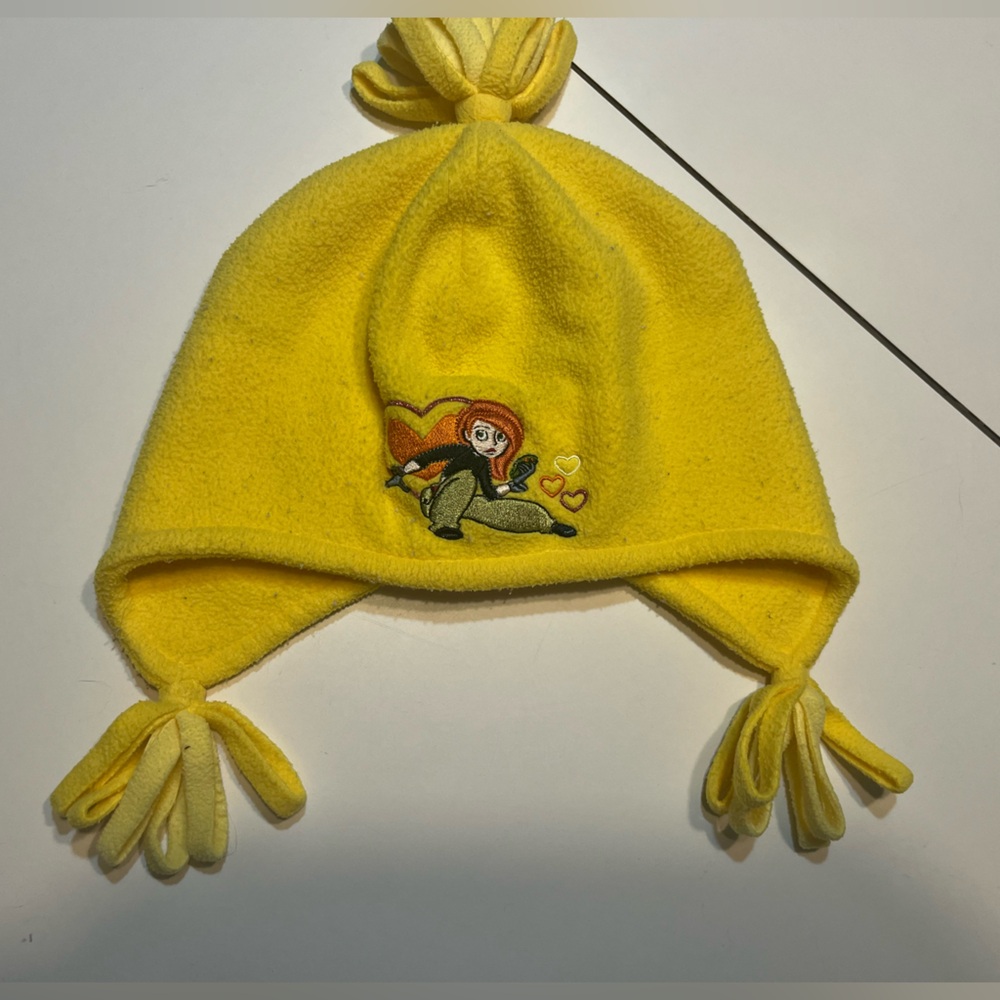 Disney Store exclusive yellow fleece hat embroidered Kim Possible size small